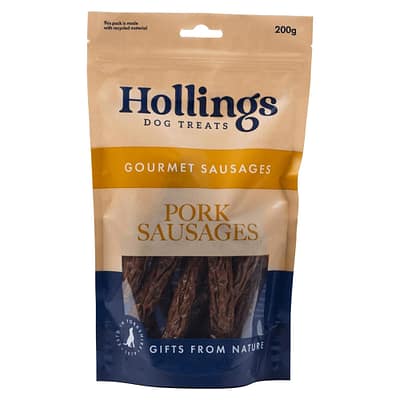 200g Pack of Hollings Pork Sausages dog treats