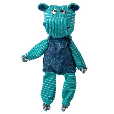 Turquoise plush Hippo dog toy