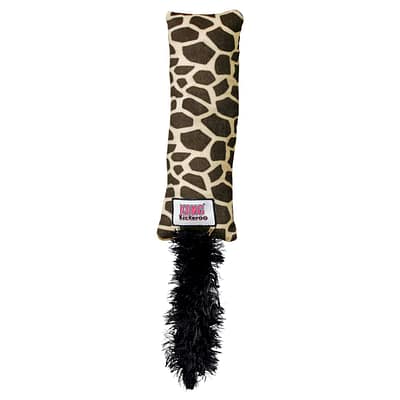 Giraffe Print Cat Kickeroo toy with furry tail