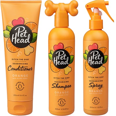 Pet Head Ditch The Dirt Deodorising Dog Shampoo Product Set of Shampoo Conditioner and Spray