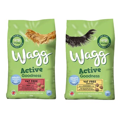 Home 21 2 Bags of Wagg Active Goodness Dog Food, Beef and Chicken