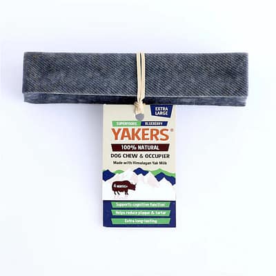 Yakers Blueberry XL Dog chew with label