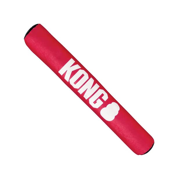 KONG Signature Stick Large 1080 Large Red KONG tubular stick dog toy with KONG writing and logo in white on the side