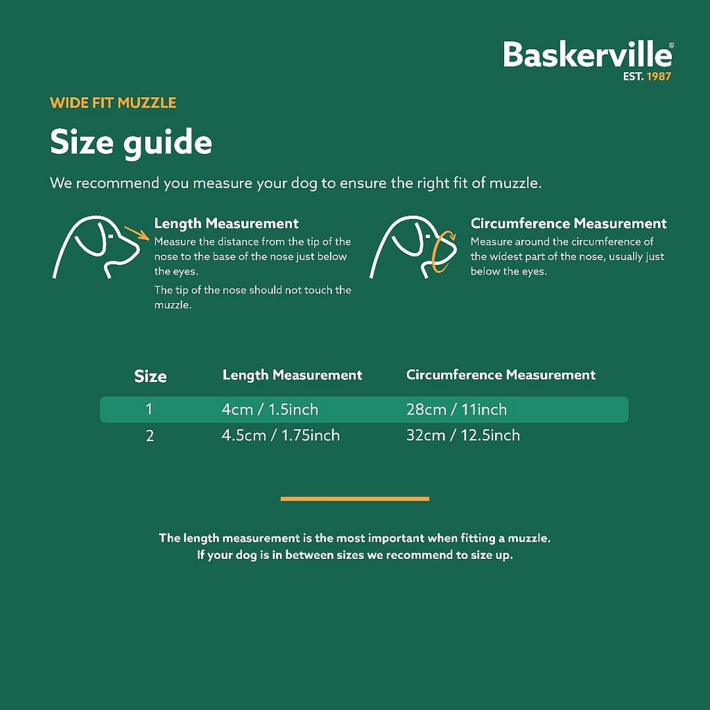 Baskerville Wide Fit Dog Muzzle 1 Baskerville Wide Fit Muzzle Sizing Guide