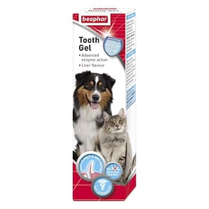 Box of Tooth gel with Cat and Dog on the front
