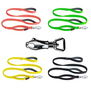 Set of 4 colours HALTI BRIG Safety Dog Lead with Clip in centre
