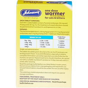 Johnsons One Dose Easy Wormer for Cats BOP 1080px