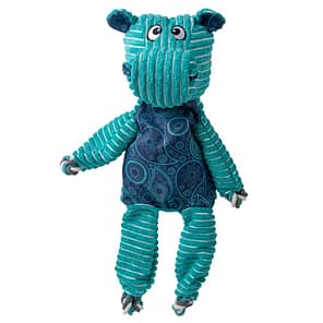 Turquoise plush Hippo dog toy