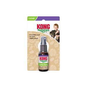 Bottle of KONG catnip spray on hanging catrd