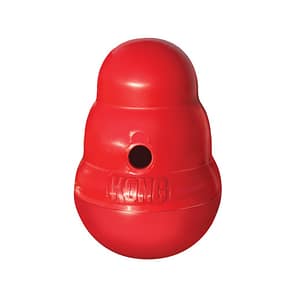 Big red KONG Wobbler treat dispensing dog toy