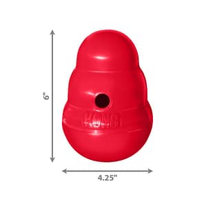 KONG wobbler treat dispenser dog toy with dimensions
