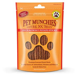 Orange Pack of Pet Munchies Duck & Sweet Potato Stick Dog Treats