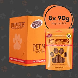Pet Munchies Duck Sweet Potato Sticks Box8 1080px