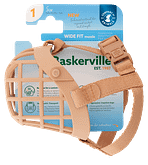 Baskerville Wide Fit Dog Muzzle on display card