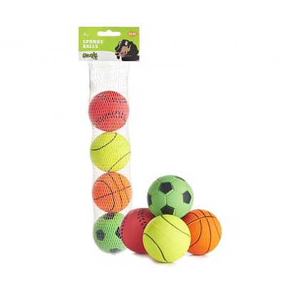 Set of 4 colourful dog balls