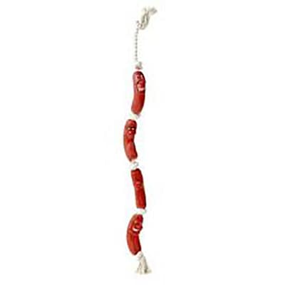 Classic Vinyl Sausage Rope Tug Dog Toy