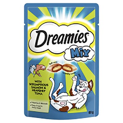 Dreamies Mix Cat Treats Scrumptious Salmon and Heavenly Tuna 60g