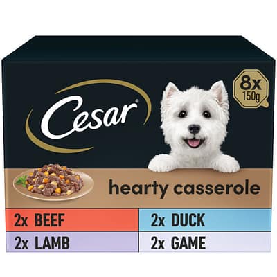 Cesar Hearty Casserole Adult Wet Dog Food Trays Mixed 150g 8pack