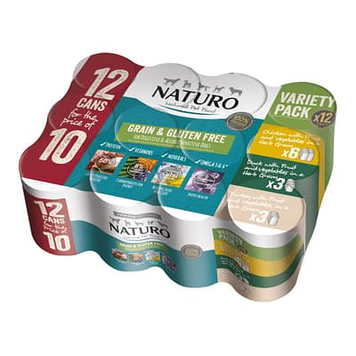 Naturo Adult Dog Grain & Gluten Free Variety Pack Cans in Herb Gravy 390g 12pack
