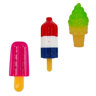 Set of 3 colourful ice lolly dog cooling toys