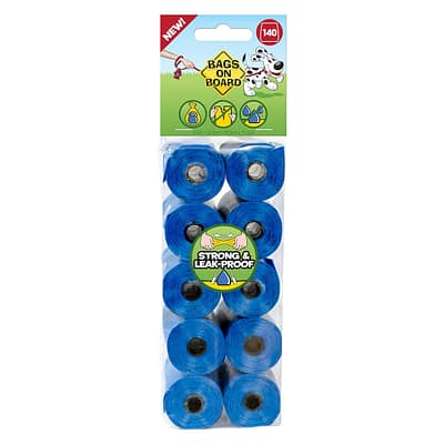 Pack of 140 Blue Dog Poop Bags in 10 rolls