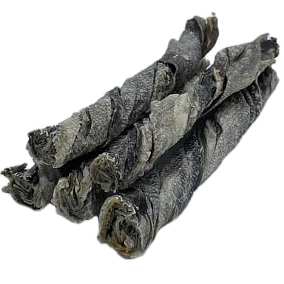 pile of 5 Cod Skin roll dog natural treats