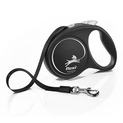 FLEXI BRAND RETRACTABLE DOG LEAD, BLACK TAPE