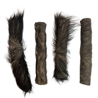 SET OF 4 HAIRY BUFFALO SKIN ROLLS DOG TREATS