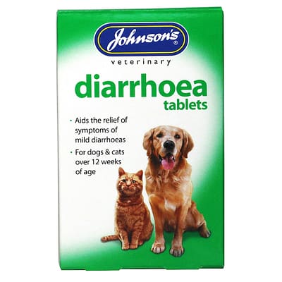 green and white packet of tablets with a cat and dog on front