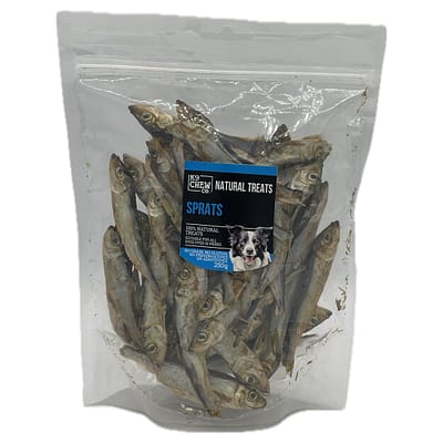 250g bag of dried sprats dog treats