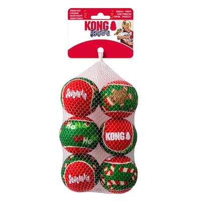 Pack of 6 Xmas Tennis Ball Dog Toys