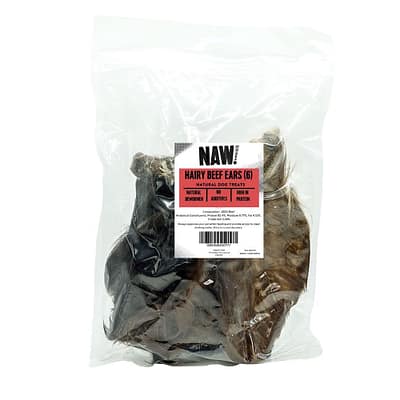 6 Pack of NAW Hairy Cows Ears Natural Dog Treats
