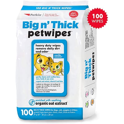 Petkin Big N Thick Pet Wipes 100