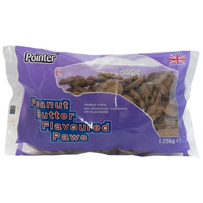 Bag of paw shaped dog biscuits