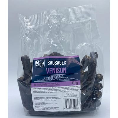 1kg bag of small venison sausage dog treats
