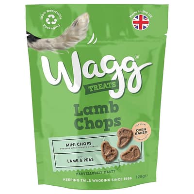 Green pack of Wagg Lamb Chop Dog treats