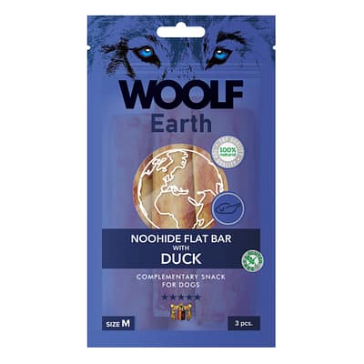 Woolf Earth NOOHIDE Dog Snack Medium Flat Bar Duck