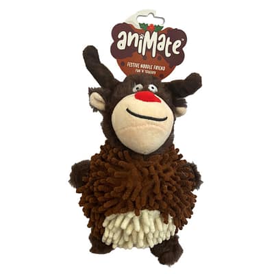 aniMate Festive Noodle Reindeer Dog Toy