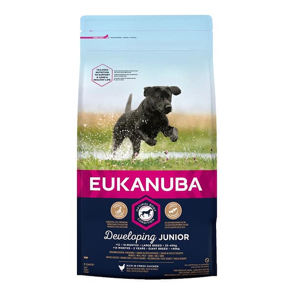 Bag of Eukanuba Junior Dog food for large breeds