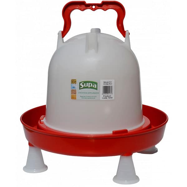 639306 Supa Deluxe Heavy Duty Red & White Poultry Drinker 6L