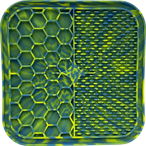 BNT Lick Mat Green Yellow Blue open 1024 Swirly Green yellow and blue lick mat for dogs
