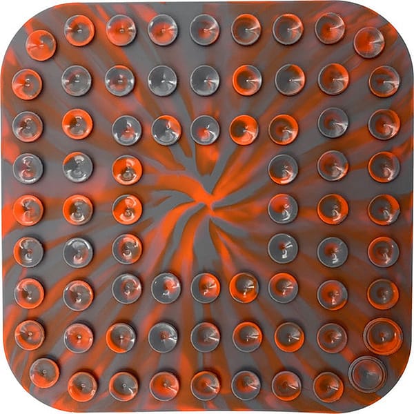 BNT Lick Mat Orange Grey Suckers 1024 suckers on reverse of orange and grey lick mat for dogs