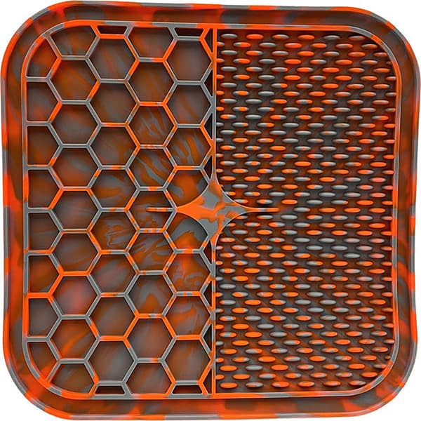 BNT Lick Mat Orange Grey open 1024 Swirly Orange and Grey lick mat for dogs