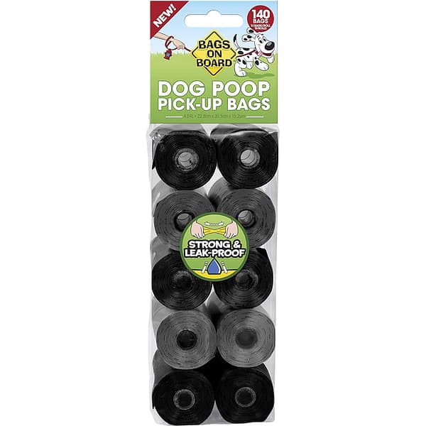 Pack of 10 Black & Grey Rolls of Dog Poo Bags