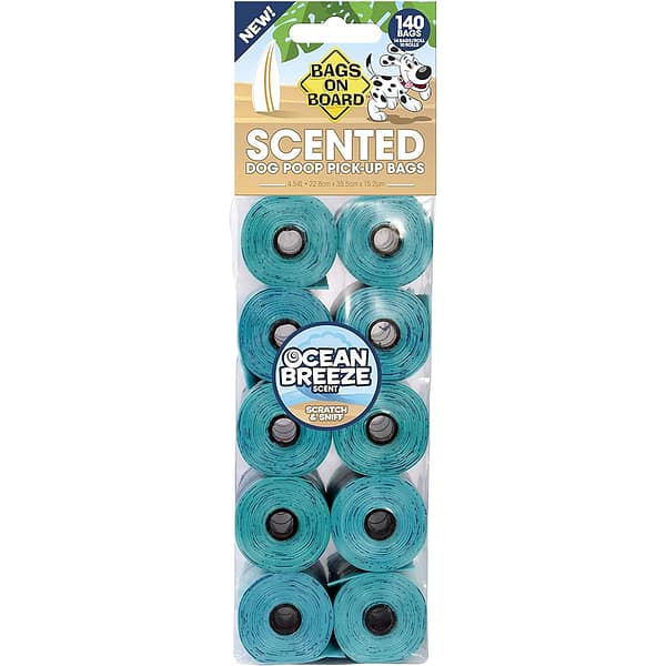 10 Rolls of blue scented dog poo bags