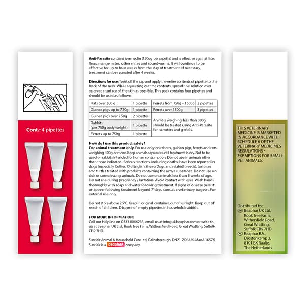 Beaphar Anti Parasite Rabbits Back of pack 1600 Beaphar Anti Parasite Rabbits Back of pack 1600