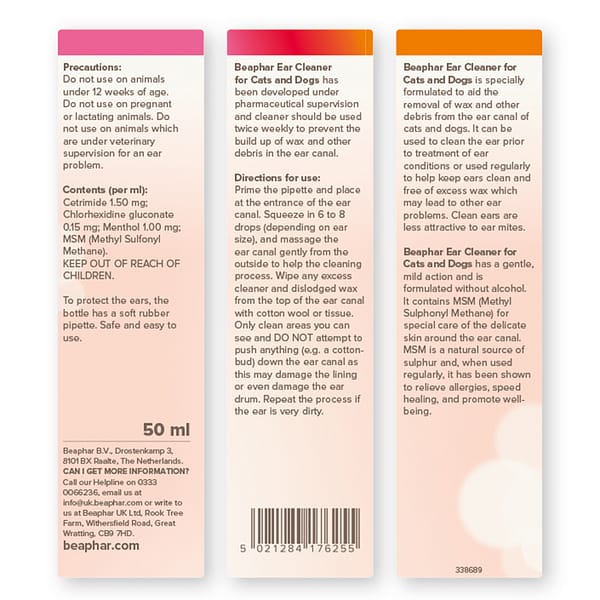 Beaphar Ear Cleaner Package Sides 1080 Beaphar Ear Cleaner Package Sides 1080