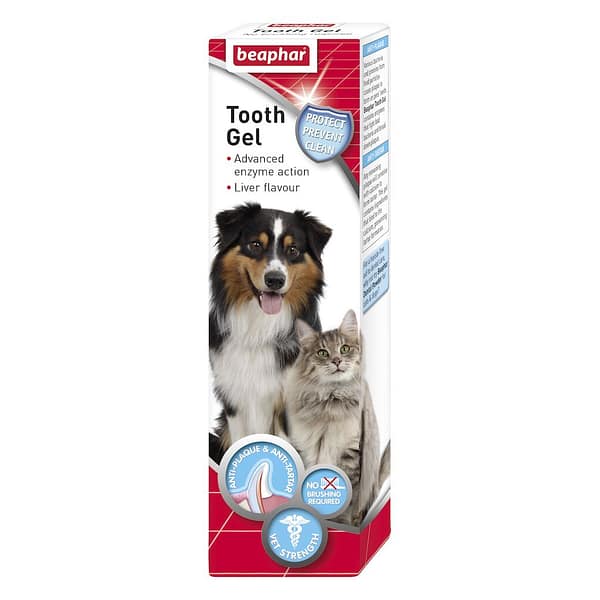 Box of Tooth gel with Cat and Dog on the front