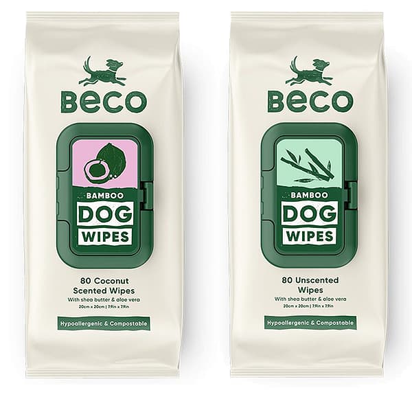 2 Packs of Beco Dog Wipes, coconut and unscented