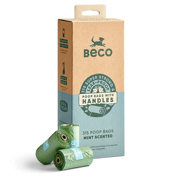 Box of Beco Mint Dog Poo Bags with handles